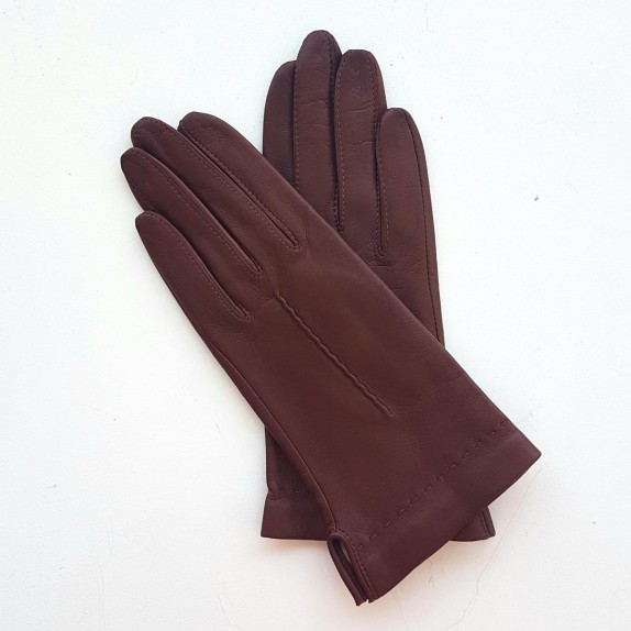 Leather gloves of lamb chocolate "THERESE".