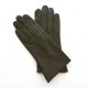 Leather gloves of lamb khaki "THERESE".