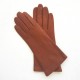 Gants en cuir d'agneau cognac "ADELINE".