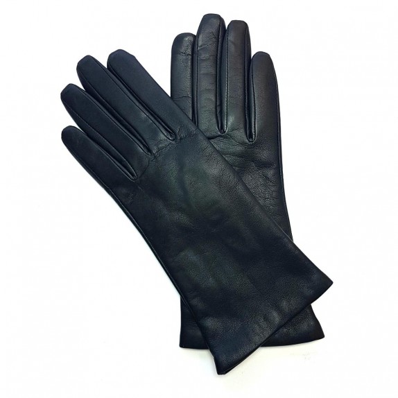 Gants en cuir d'agneau noir "ADELINE".