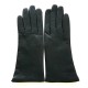 Gants en cuir d'agneau noir "ADELINE".