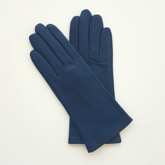 Leather gloves of lamb indigo "ADELINE".