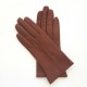 Gants en cuir d'agneau cognac "THERESE".