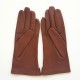 Gants en cuir d'agneau cognac "THERESE".