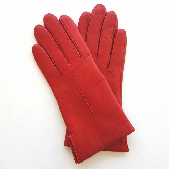 Gants en cuir d'agneau rouge "THERESE".