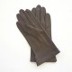 Leather gloves of lamb taupe "THERESE".