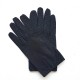 Gants en cuir d'autruche et augneau noirs "ANGE".