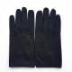 Gants en cuir d'autruche et augneau noirs "ANGE".