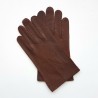 Leather gloves of ostrich and lamb chocolate "ANGE"