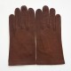 Leather gloves of ostrich and lamb chocolate "ANGE"
