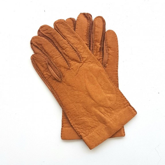 Leather gloves of ostrich and peccary cork "ANGUS"