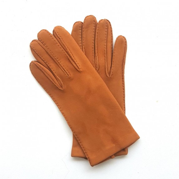 Leather gloves in goat velvet camel "CAPRA".