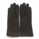 Leather gloves in goat velvet brown "CAPRA".