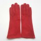 Gants en cuir chèvre velours rouges "COLINE BIS".