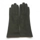 Leather gloves of velvet goat khaki "COLINE BIS"