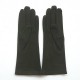 Leather gloves of velvet goat khaki "COLINE BIS"