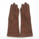 Gants en cuir chèvre velours chocolat "COLINE BIS".