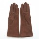 Leather gloves of velvet goat chocolate "COLINE BIS"