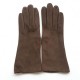 Gants en cuir chèvre velours taupe "COLINE BIS".