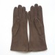 Leather gloves of velvet goat taupe "COLINE BIS"
