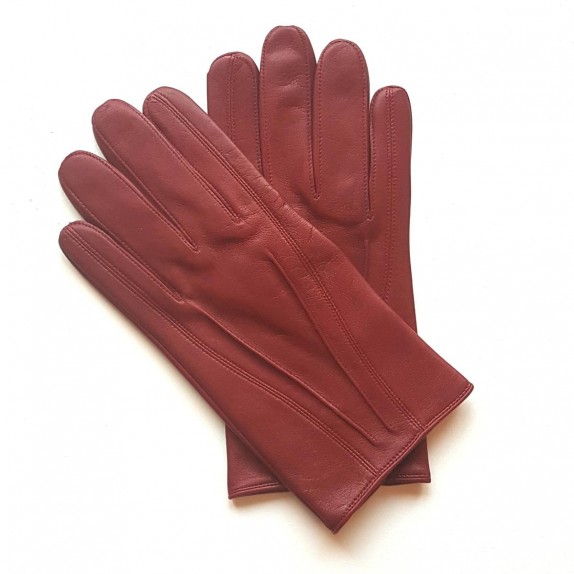 Gants en cuir d'agneau rouge h "STEEVE".