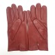 Leather gloves of lamb hermes red "STEEVE".