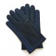 Leather gloves of lamb charcoal blue berry black "AKANO".