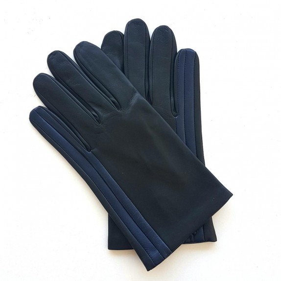 Leather gloves of lamb charcoal blue berry black "AKANO".