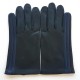 Leather gloves of lamb charcoal blue berry black "AKANO".