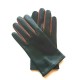 Gants en cuir d'agneau noir et english tan "TWIN H".