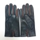 Gants en cuir d'agneau noir et english tan "TWIN H".