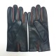 Leather gloves of lamb black and english tan "TWIN H"