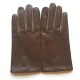 Gants en cuir d'agneau tobacco et argile "TWIN H".