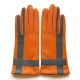 Leather gloves of lamb maize and charcoal "GEOMETRIA"