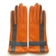 Leather gloves of lamb maize and charcoal "GEOMETRIA"