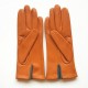 Leather gloves of lamb maize and charcoal "GEOMETRIA"