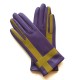 Leather gloves of lamb amethyst and luciole "GEOMETRIA"