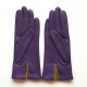 Leather gloves of lamb amethyst and luciole "GEOMETRIA"