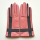 Gants en cuir d'agneau rose et gris "GEOMETRIA".