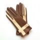 Leather gloves of lamb biscuit and parchment "GEOMETRIA"