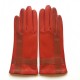 Leather gloves of lamb chilly and cognac "GEOMETRIA"