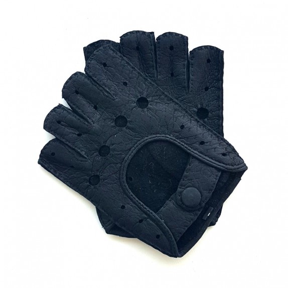 Mitaines en cuir de pécari noires "MATHEO BIS".