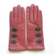 Gants en cuir d'agneau rose antique et feuille "NUAGES".