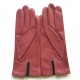 Leather gloves of lamb rose antique and evergreen"NUAGES".