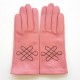 Gants en cuir d'agneau rose et feuille "ARABESQUE".