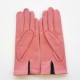 Gants en cuir d'agneau rose et feuille "ARABESQUE".