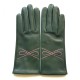 Leather gloves of lamb evergreen and blossom "ORNEMENT".