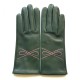 Leather gloves of lamb evergreen and blossom "ORNEMENT".