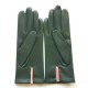 Leather gloves of lamb evergreen and blossom "ORNEMENT".