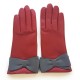 Gants en cuir d'agneau rouges et gris "SAYOKO".